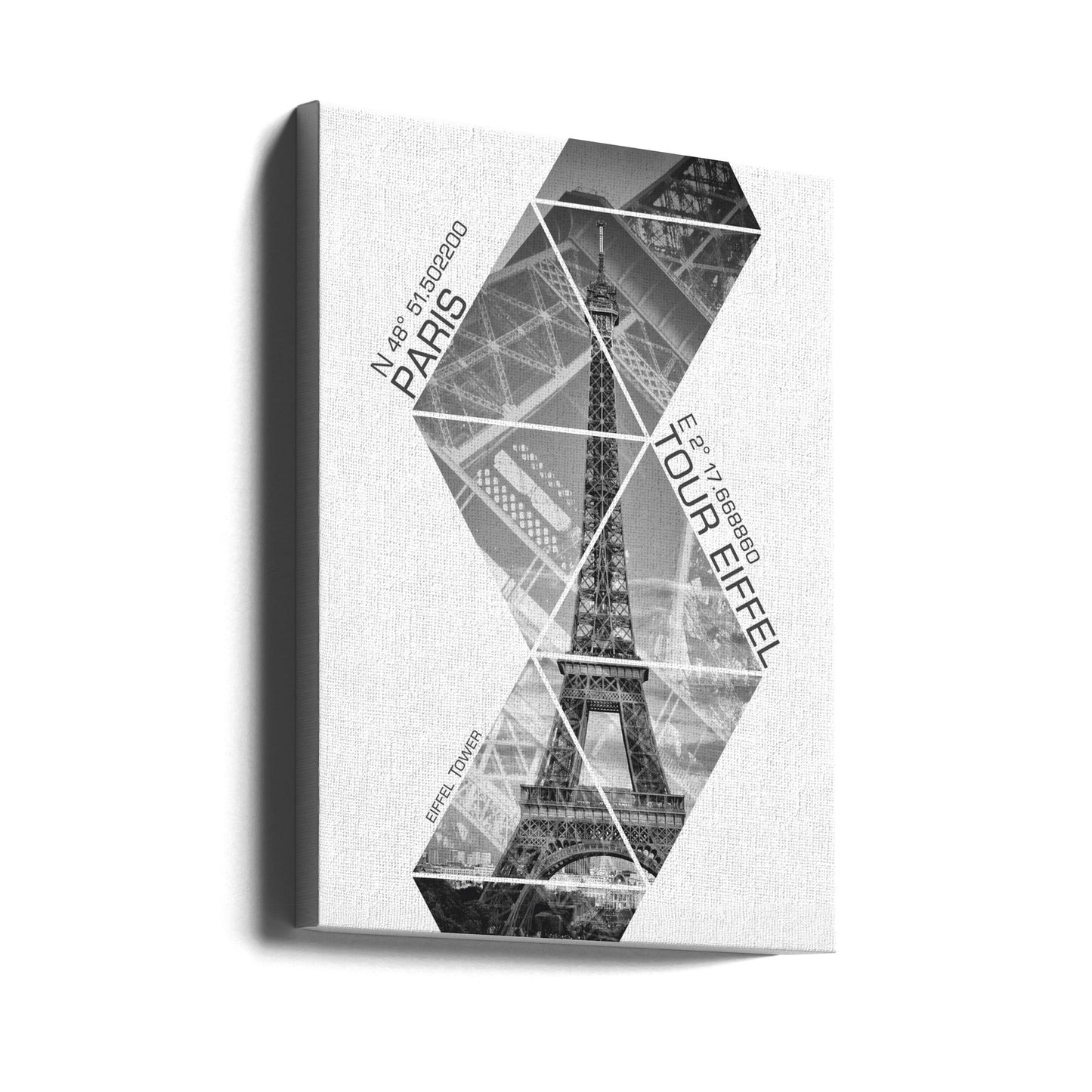 Décoration murale Coordonnées Tour Eiffel PARIS | monochrome