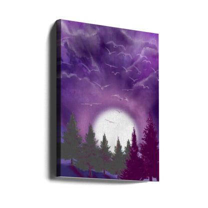 Décoration murale LUNE DANS UN CIEL VIOLET Impression sur toile