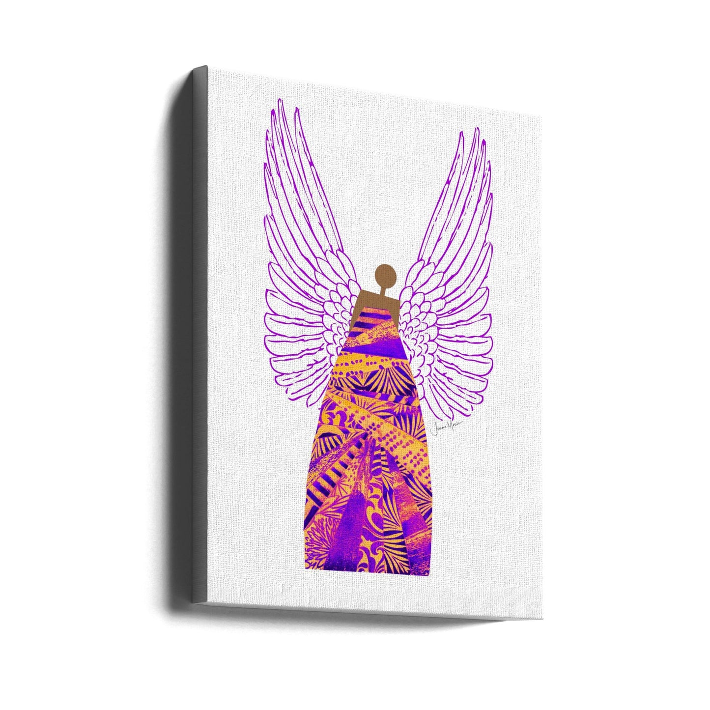 Tableau mural Ange en violet et orange sur toile