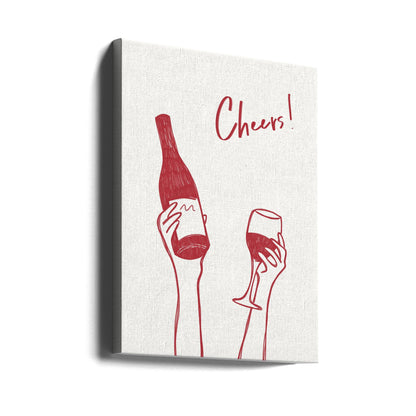 Décoration murale Illustration et texte « Cheers » (noir et blanc)