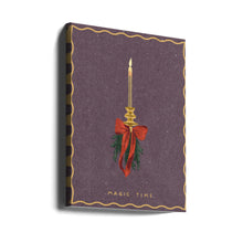 Wall art Candle with bow and spruce sprigs Canvas Print