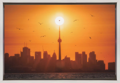 Décoration murale lever de soleil derrière Toronto sur toile