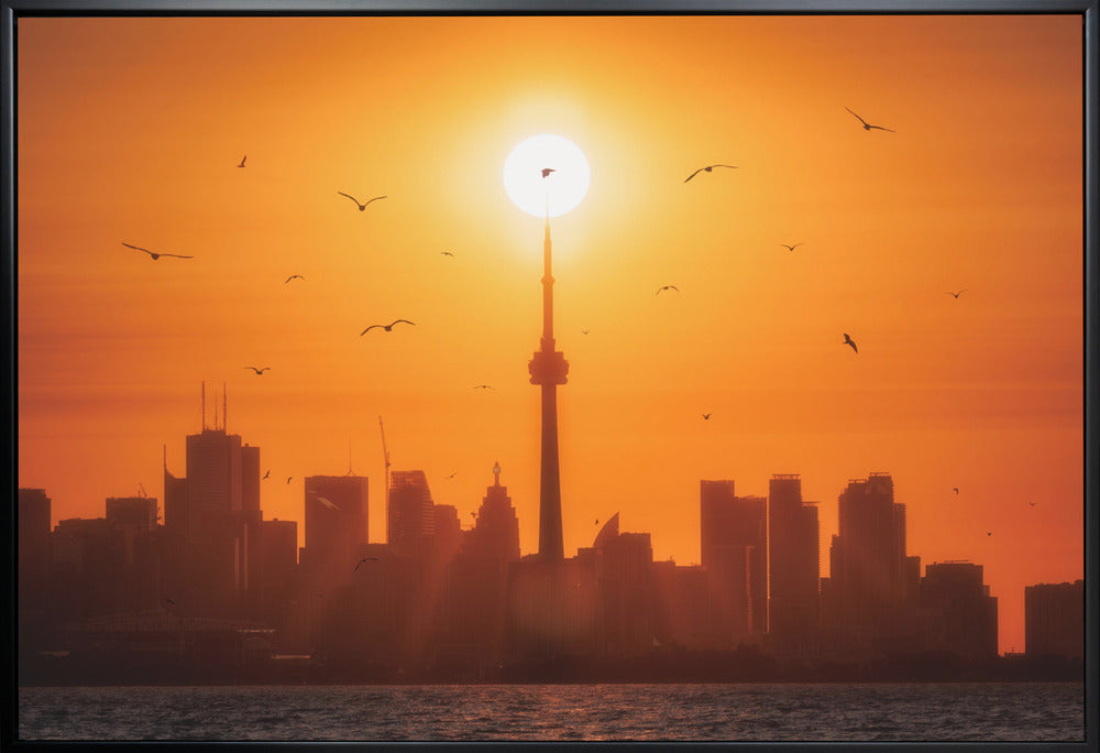 Décoration murale lever de soleil derrière Toronto sur toile