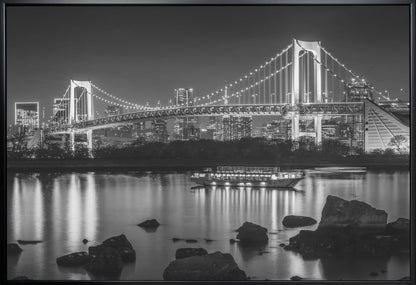 Décoration murale Magnifique pont arc-en-ciel avec la skyline de Tokyo en soirée - monochrome