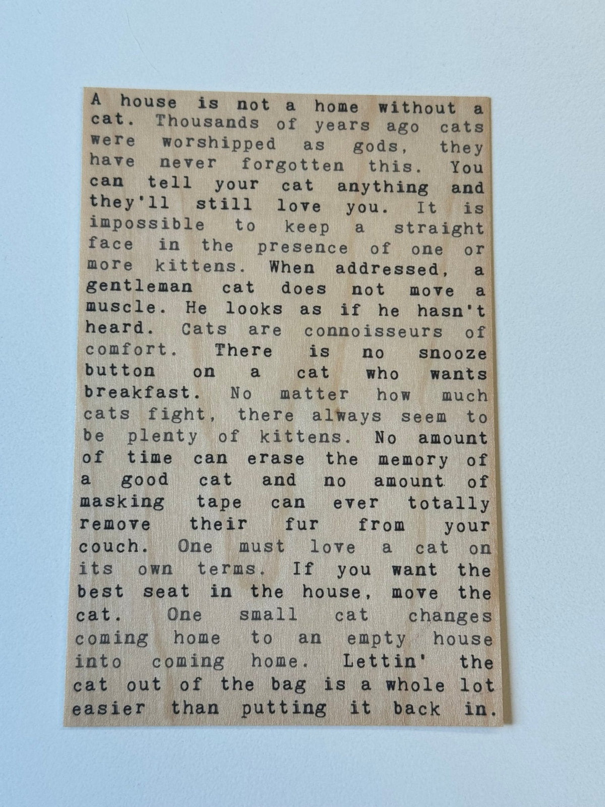Wood Postcard - Cat