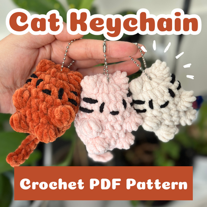 Crochet Cat Keychain Pattern PDF Download Beginner Friendly
