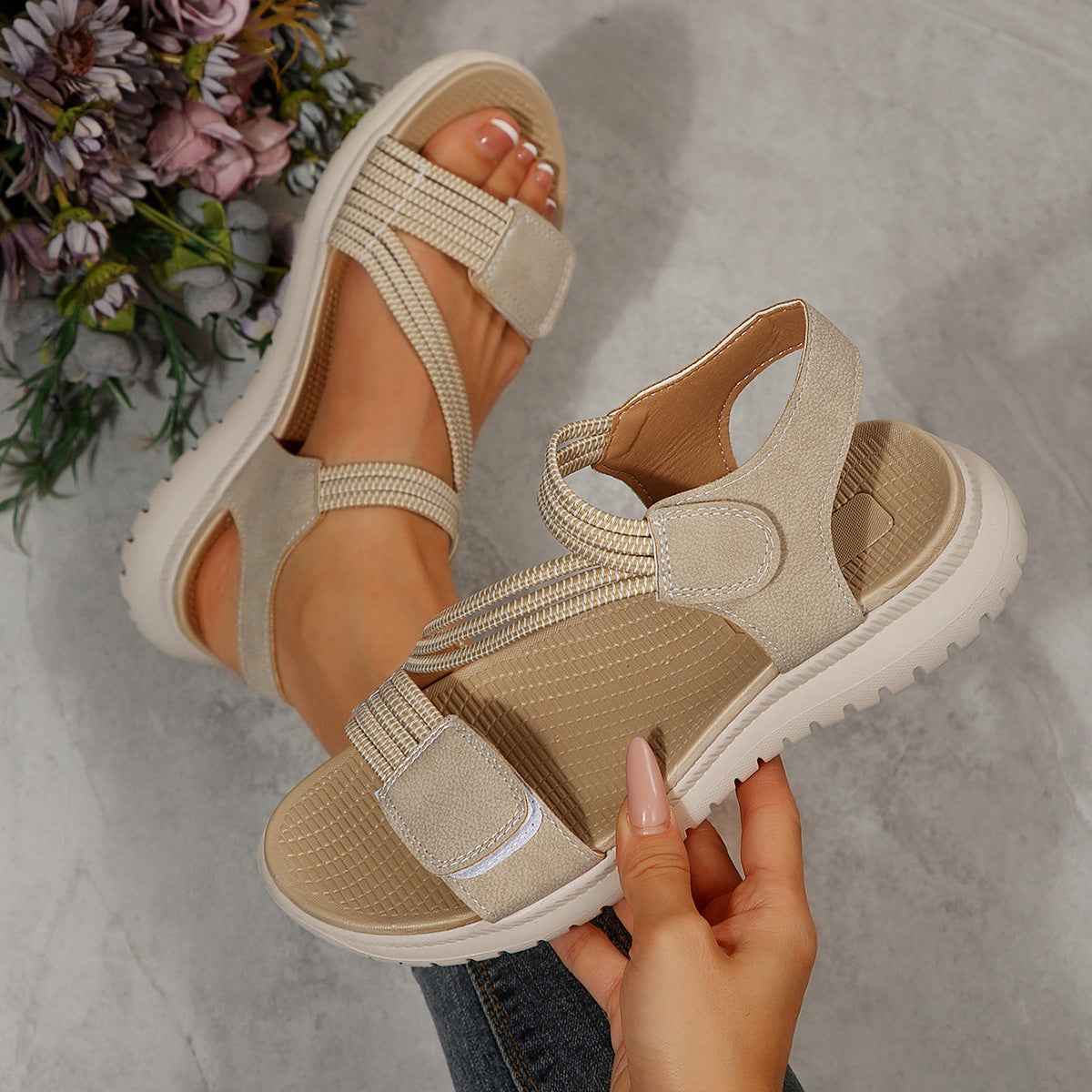 Women's Cloth Platform Beach Sandals