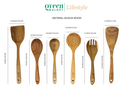 Wooden Acacia Kitchen Utensil - Set of 7