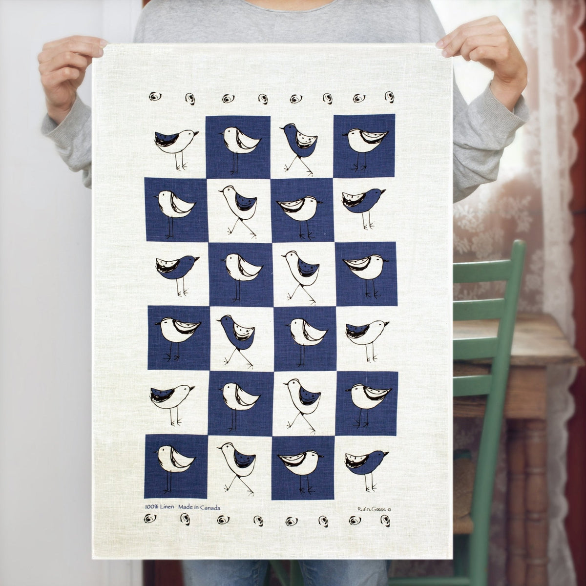 Tea Towel - Check Bird