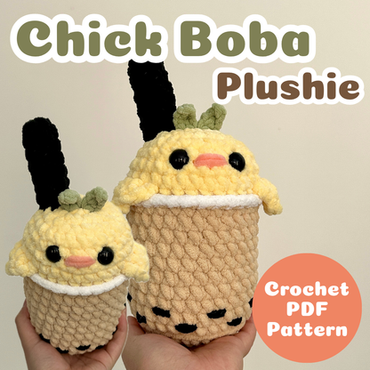 Crochet Chick Boba Plushie Pattern PDF Download (Beginner-Intermediate)