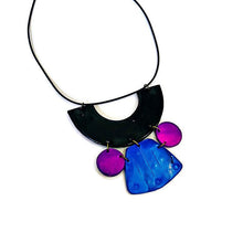 Chunky Art Deco Jewelry Set in Black, Blue Purple