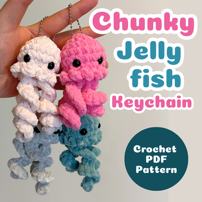 Crochet Chunky Jellyfish Keychain Pattern PDF Download Beginner Friendly