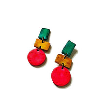 Pastel Clip On Statement Earrings, Turquoise Yellow Pink – "Dani"