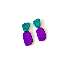 Clay Two Tone Earrings Handmade, Post or Clip Ons - "Alex"