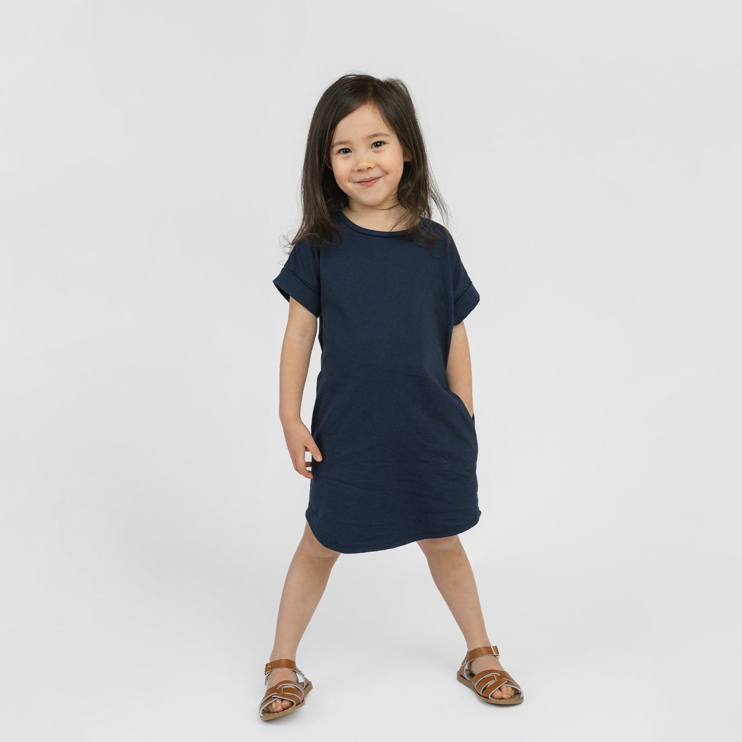 Robe nuage à manches retroussées