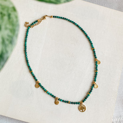 DEMETER | Malachite Necklace with Tree of Life Pendant