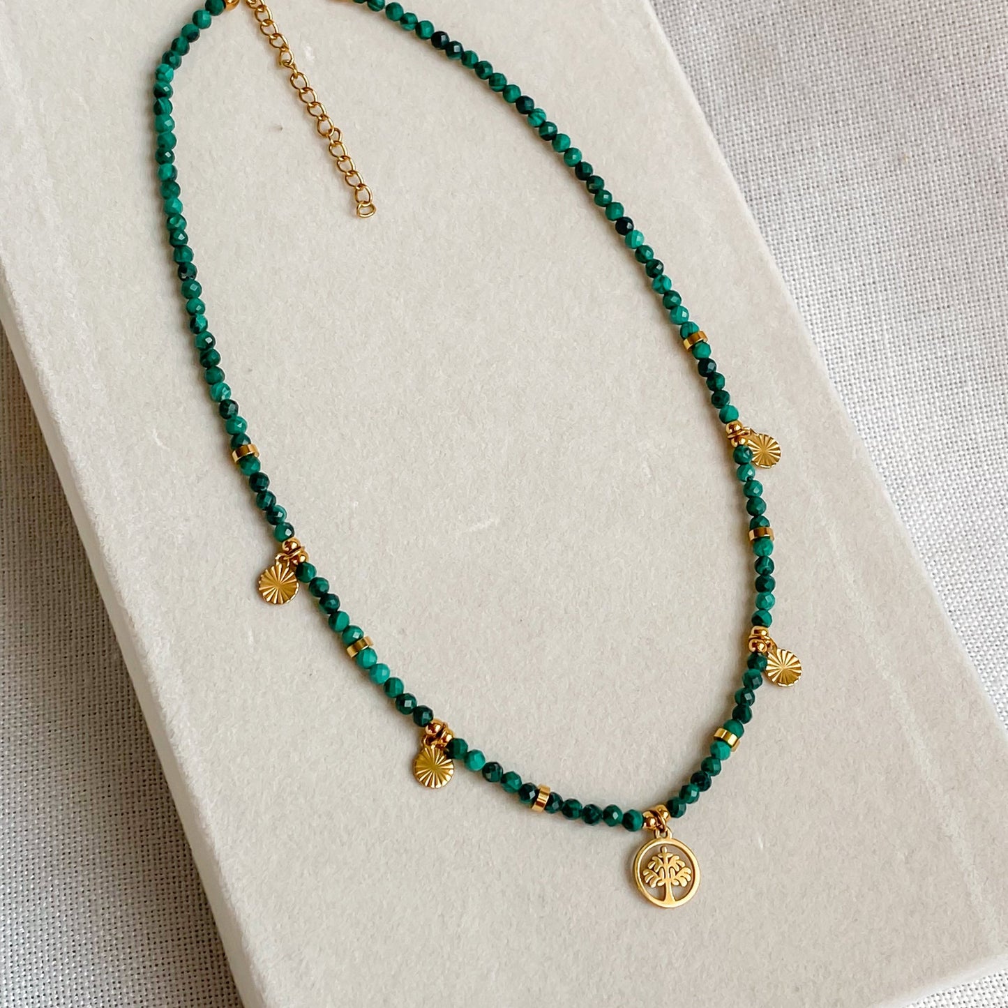 DEMETER | Malachite Necklace with Tree of Life Pendant