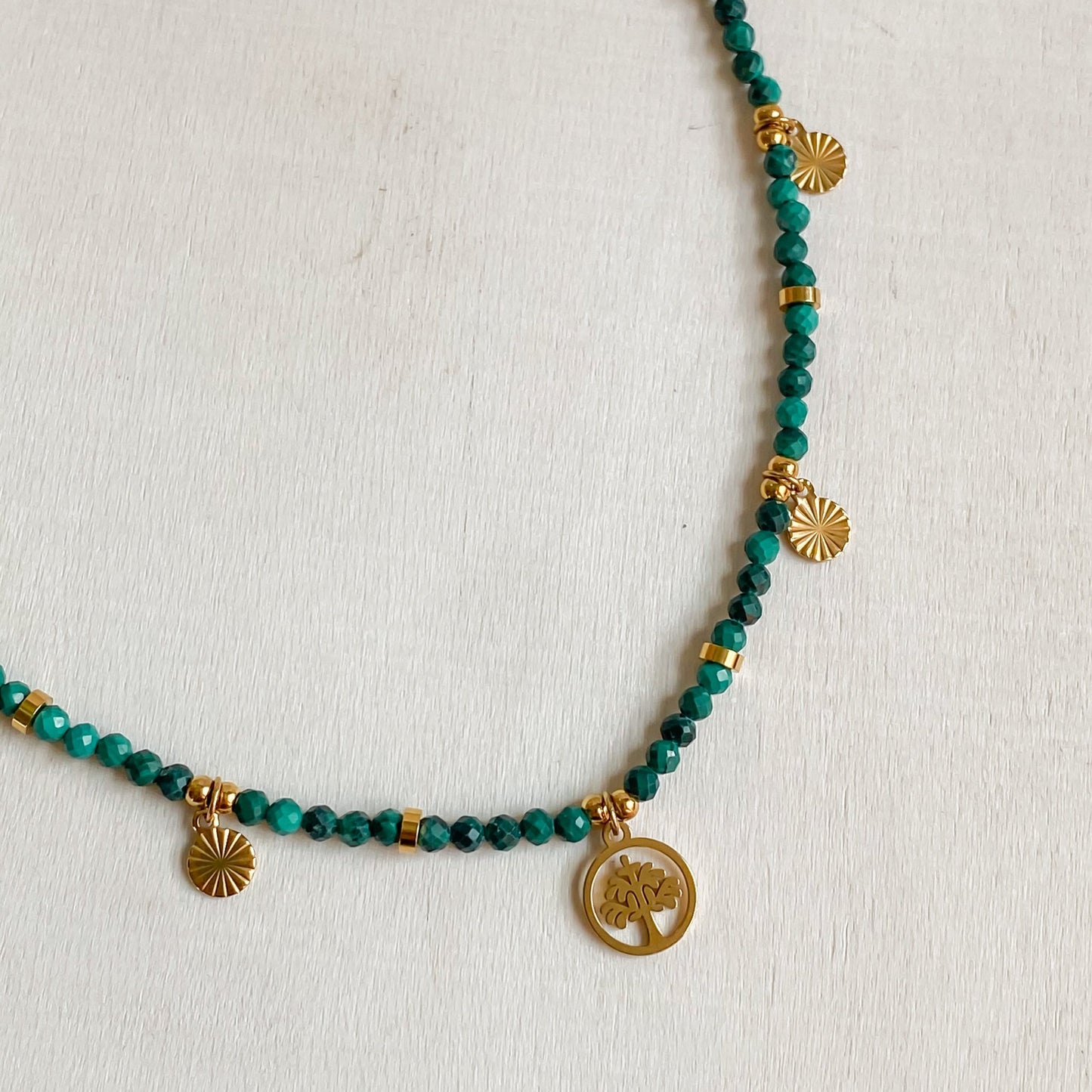 DEMETER | Malachite Necklace with Tree of Life Pendant