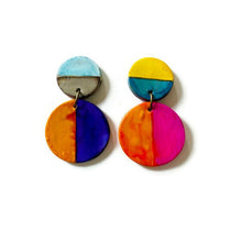 Colorful Mismatched Clip On Earrings Handmade