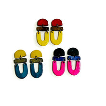Colorful Artsy Statement Earrings Post or Clip On- "Beth"