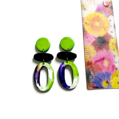 Boucles d'oreilles clips colorées faites main – Pâte polymère