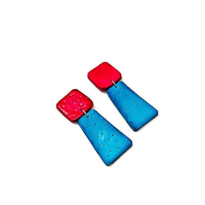 Colorful Dangle Statement Earrings, Post or Clip On – "Mary"