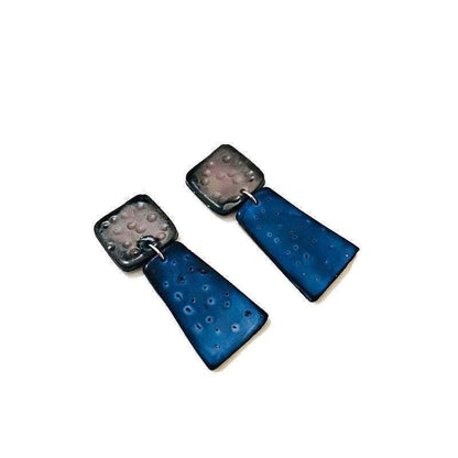 Colorful Dangle Statement Earrings, Post or Clip On – "Mary"