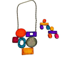 Colorful Geometric Bib Necklace & Statement Earrings