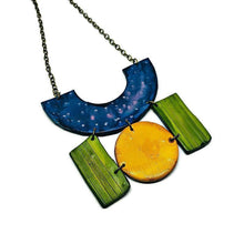 Colorful Painted Statement Necklace with Geometric Design