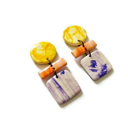 Boucles d'oreilles géométriques pastel faites à la main