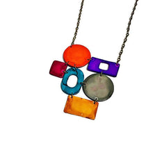 Colorful Geometric Statement Necklace, Handmade Polymer Clay