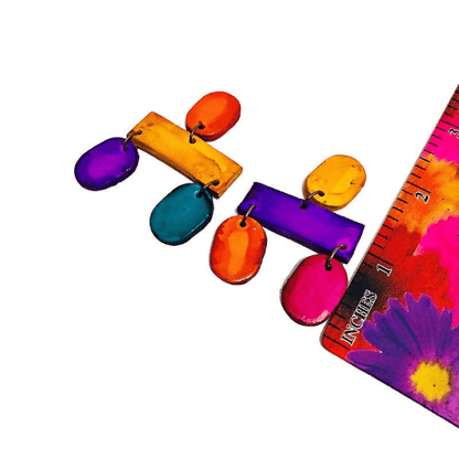 Colorful Geometric Statement Necklace, Handmade Polymer Clay