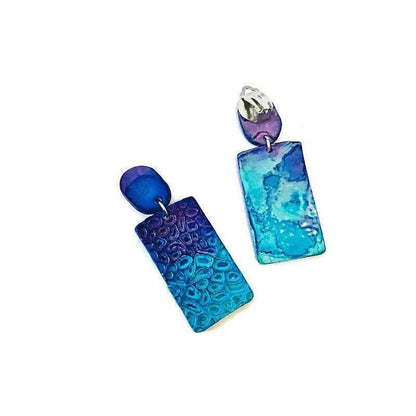 Colorful Textured Statement Earrings (Post or Clip On)- "Billy"
