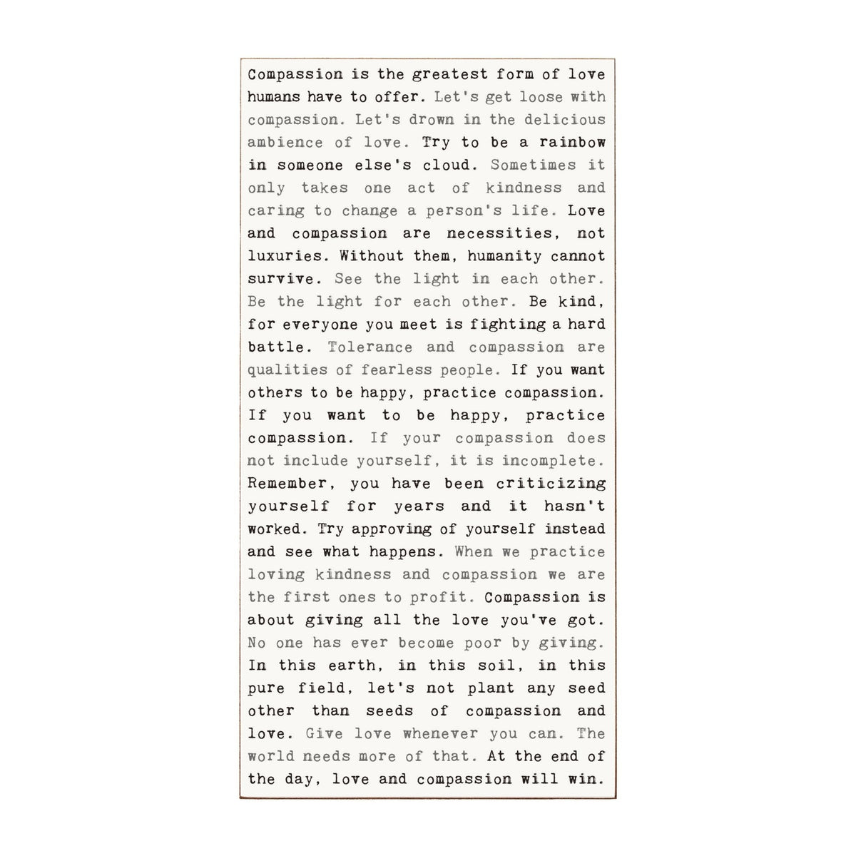 Typewriter Sign - Compassion