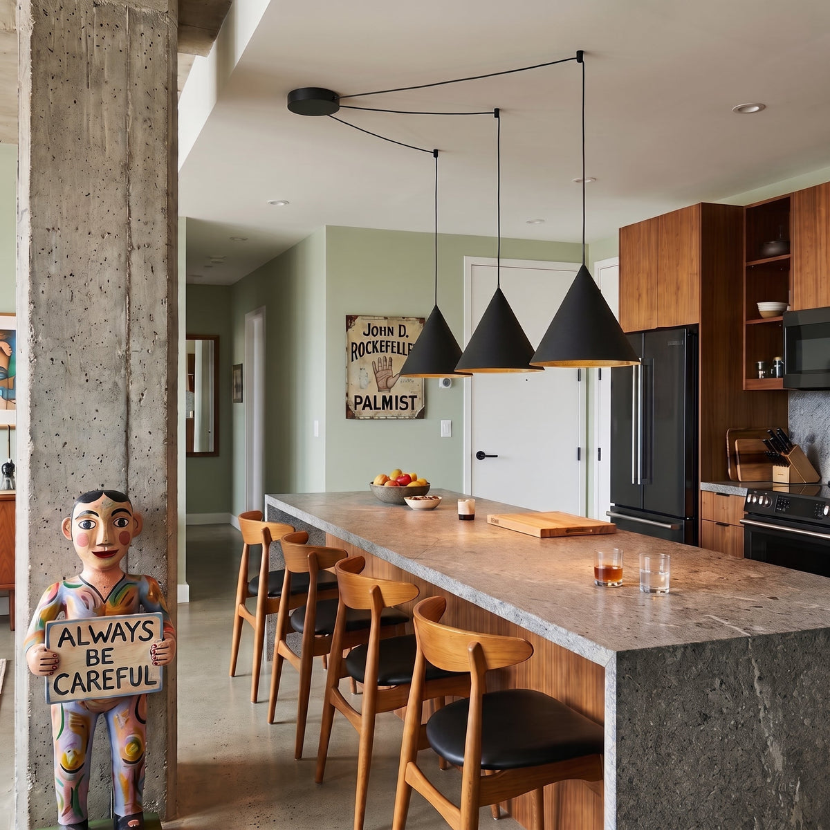 Suspension moderne CONO à 3 lampes pour îlot de cuisine, table de salle à manger et intérieurs contemporains