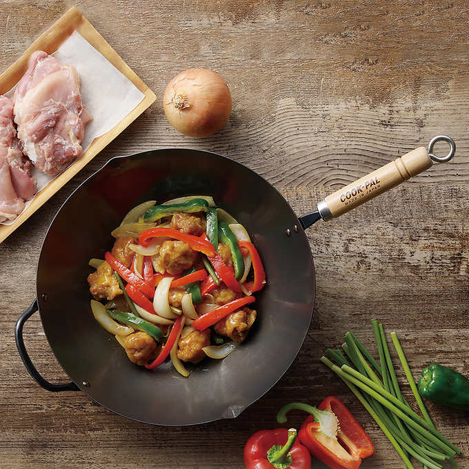 Wok en acier au carbone Yoshikawa Cook-Pal Ren 36 cm | Fabriqué au Japon