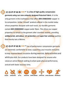 Chaussettes de compression mi-mollet pour femmes Copper 88, pointure 6-9 US