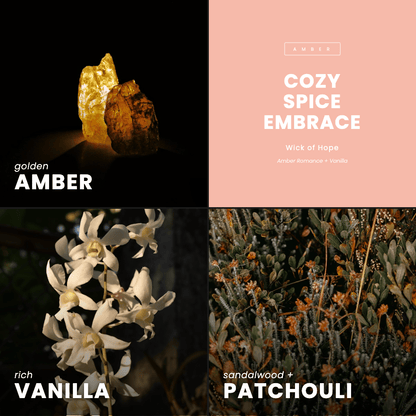 Cozy Spice Embrace Candle | Amber Romance + Vanilla
