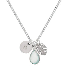 Collier initial en calcédoine et monstera