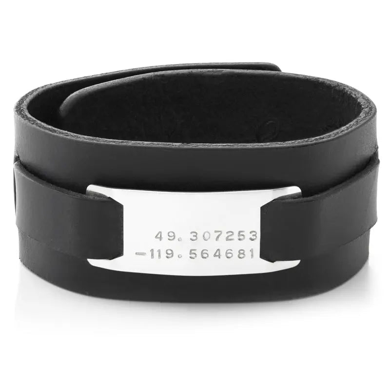 Manchette en cuir noir pour homme