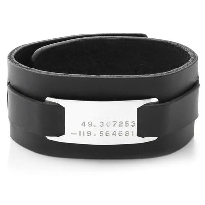 Manchette en cuir noir pour homme