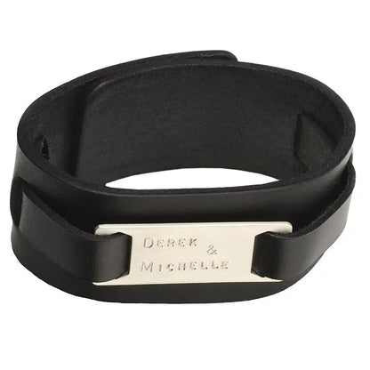 Manchette en cuir noir pour homme