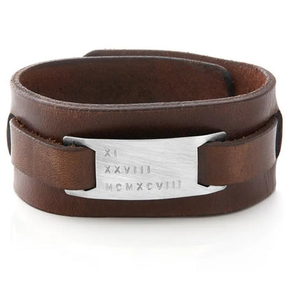 Manchette en cuir marron pour homme
