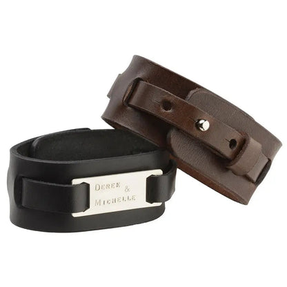 Manchette en cuir marron pour homme