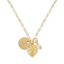 Collier de perles initiales Monstera doré