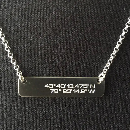 GPS Coordinates Necklace - Horizontal Bar