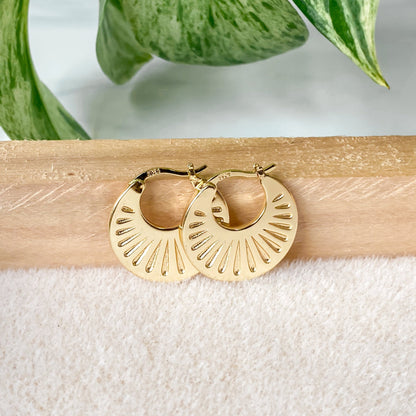 18K Gold Plated Sterling Silver Textured Hoop Earrings | HÉLIA
