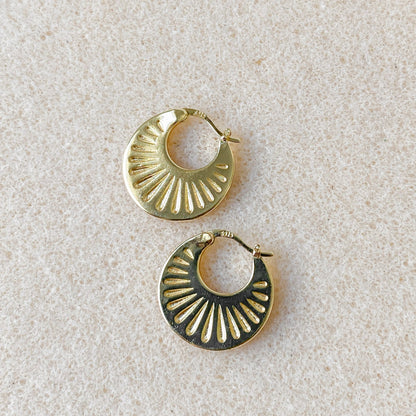 18K Gold Plated Sterling Silver Textured Hoop Earrings | HÉLIA