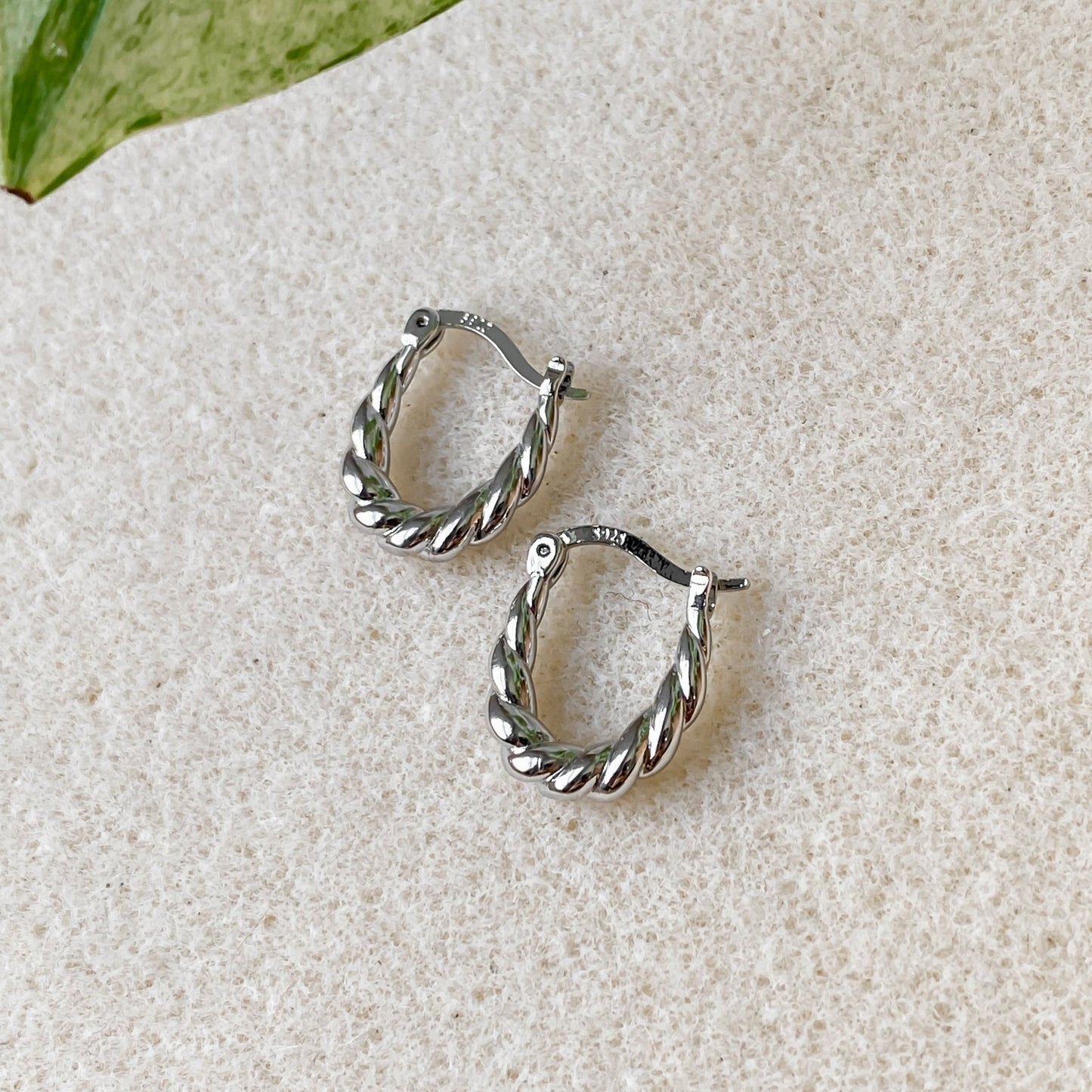 Sterling Silver 925 Textured Twisted Hoop Earrings | HÉRA