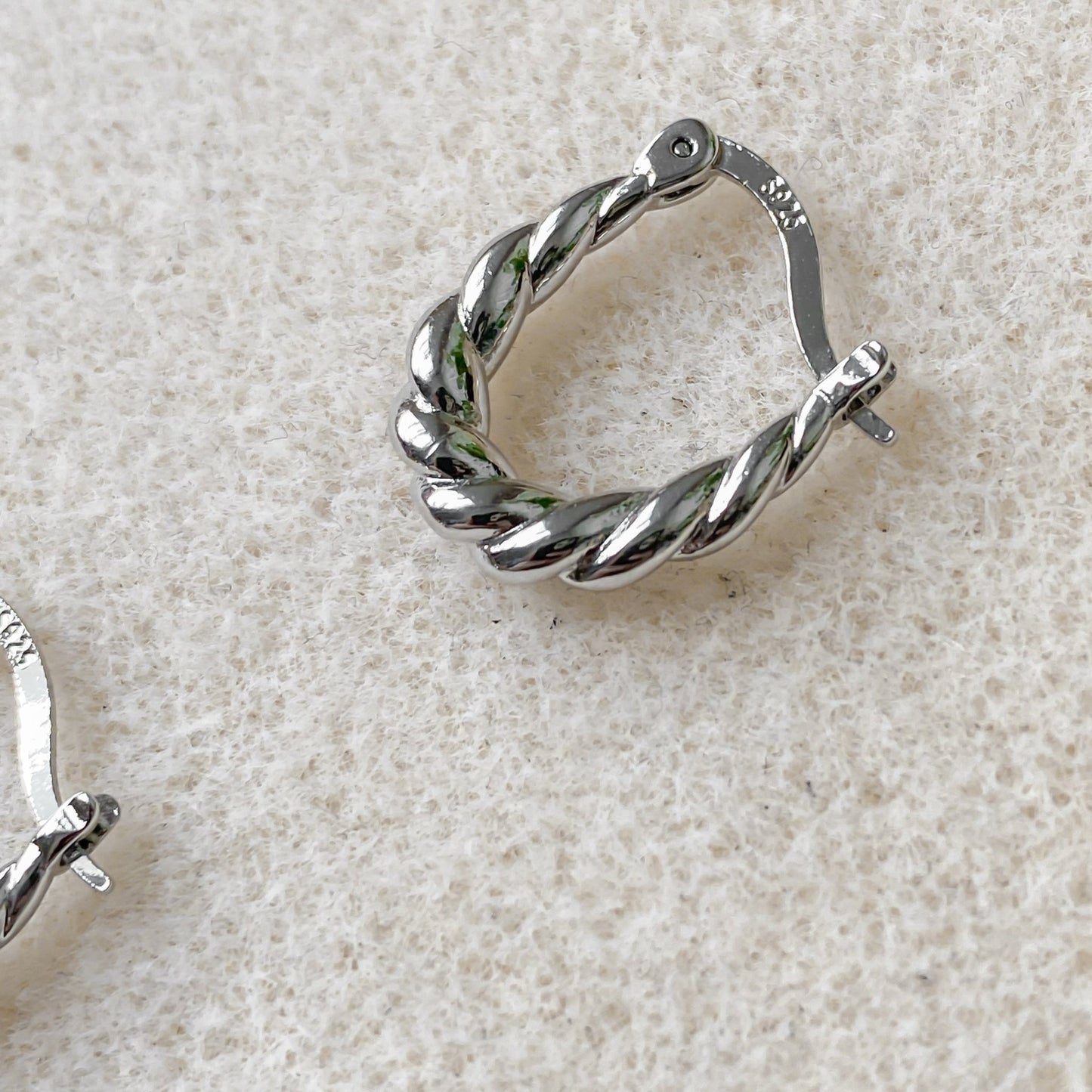 Sterling Silver 925 Textured Twisted Hoop Earrings | HÉRA